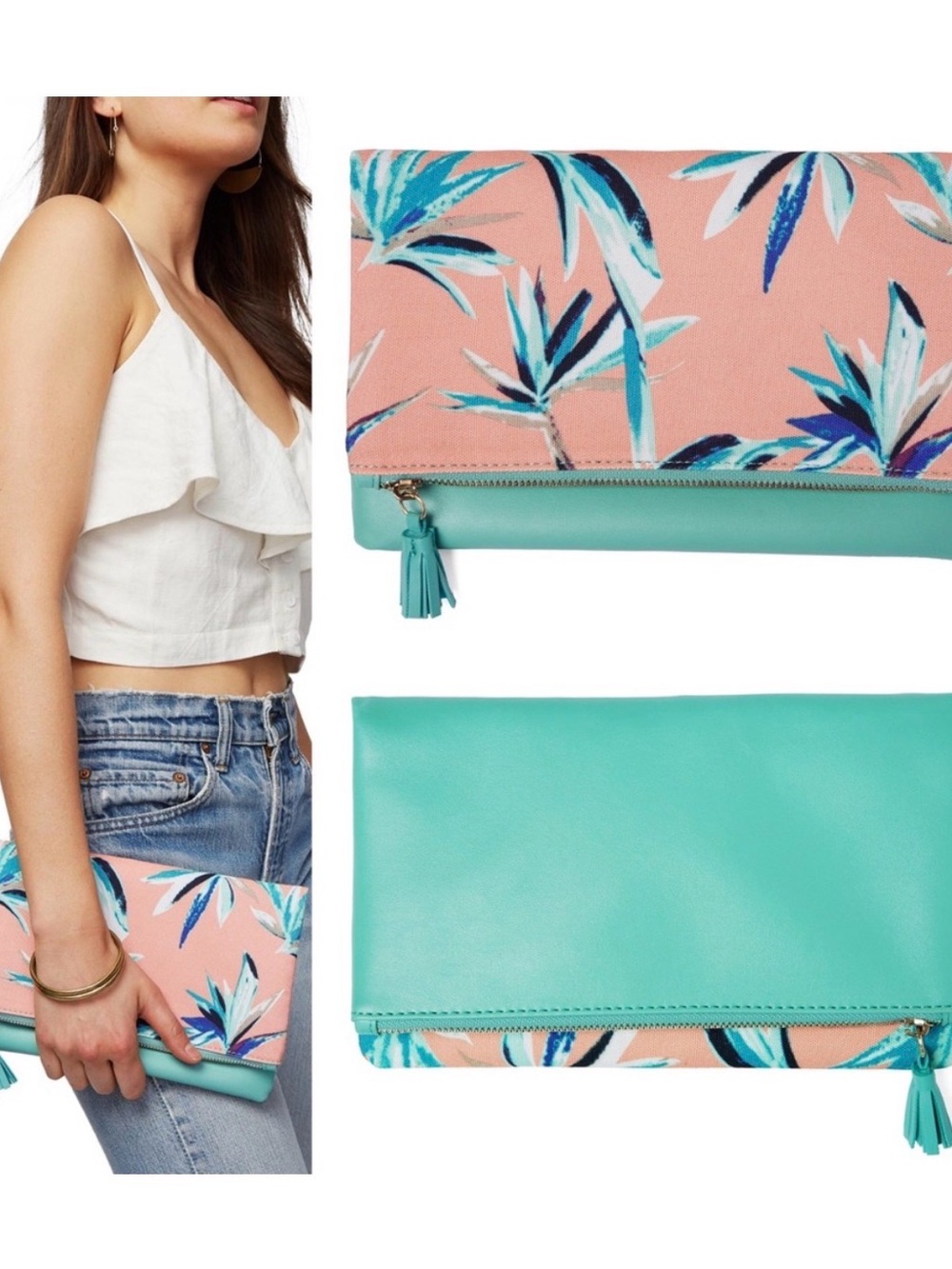 Rachel Pally Paradise Reversible Foldover Clutch NWOT
